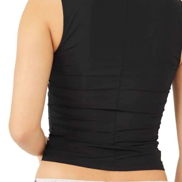 NWT Free People Black S Sleeveless Tank Nylon Second Skin Cami Seamless Sleek - Picture 3 of 6